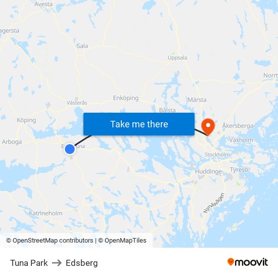 Tuna Park to Edsberg map