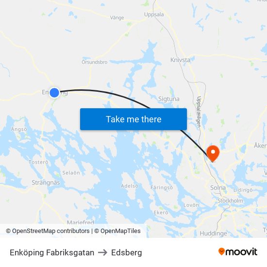 Enköping Fabriksgatan to Edsberg map