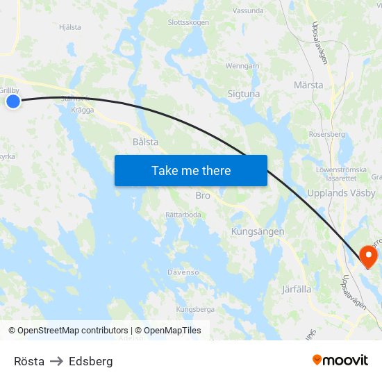 Rösta to Edsberg map