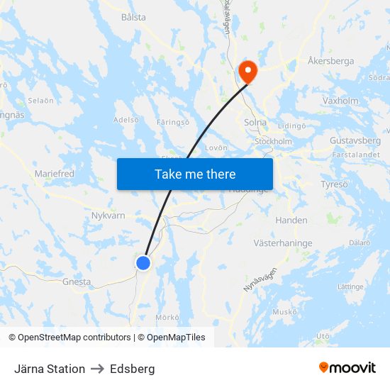 Järna Station to Edsberg map