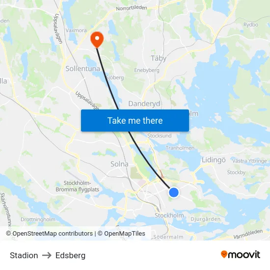 Stadion to Edsberg map