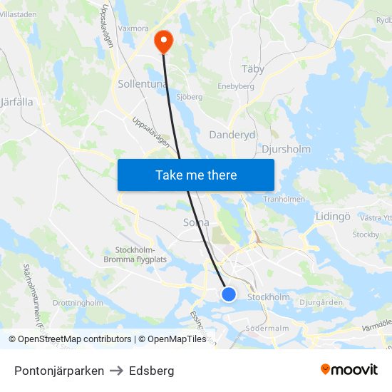 Pontonjärparken to Edsberg map