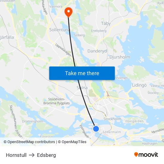 Hornstull to Edsberg map