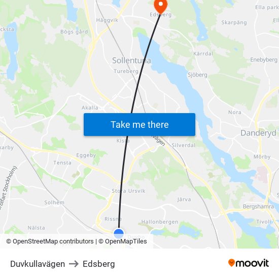 Duvkullavägen to Edsberg map