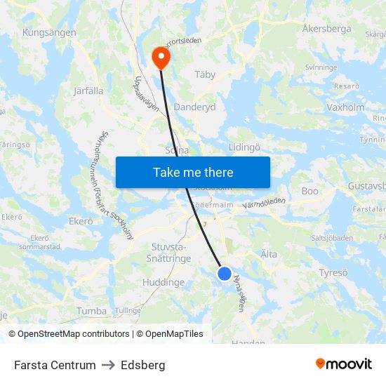 Farsta Centrum to Edsberg map