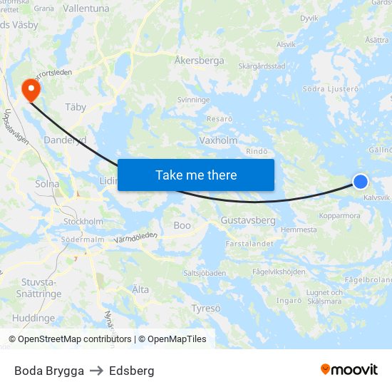 Boda Brygga to Edsberg map