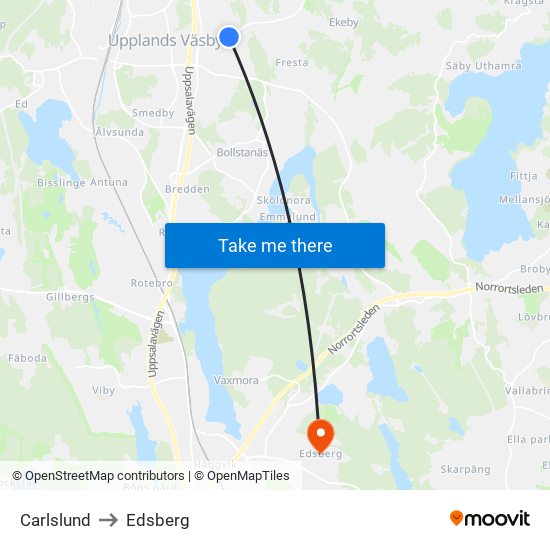Carlslund to Edsberg map