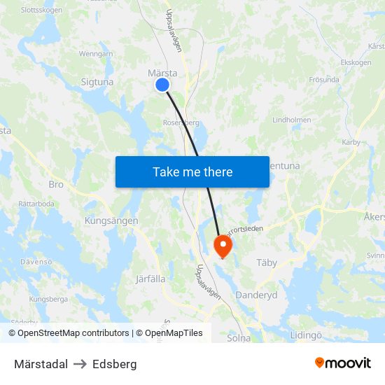 Märstadal to Edsberg map