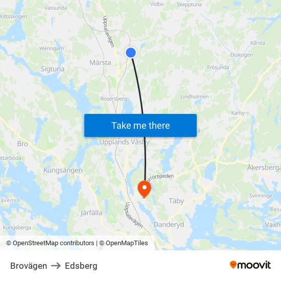 Brovägen to Edsberg map