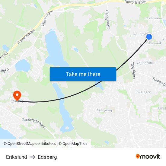 Erikslund to Edsberg map