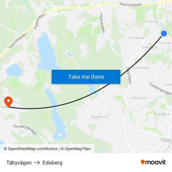 Täbyvägen to Edsberg map