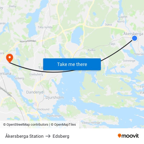 Åkersberga Station to Edsberg map