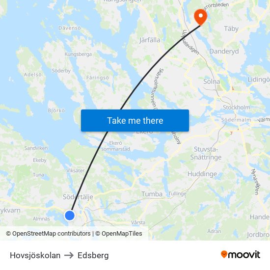 Hovsjöskolan to Edsberg map