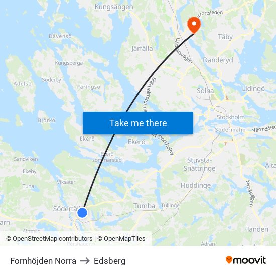 Fornhöjden Norra to Edsberg map