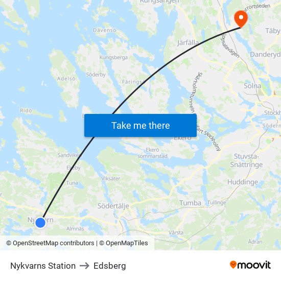 Nykvarns Station to Edsberg map