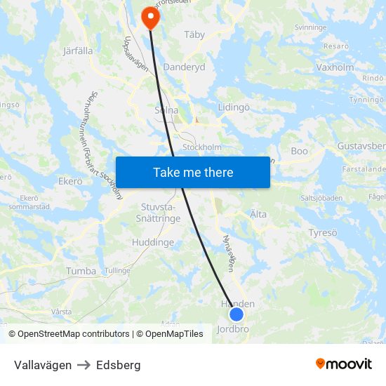 Vallavägen to Edsberg map
