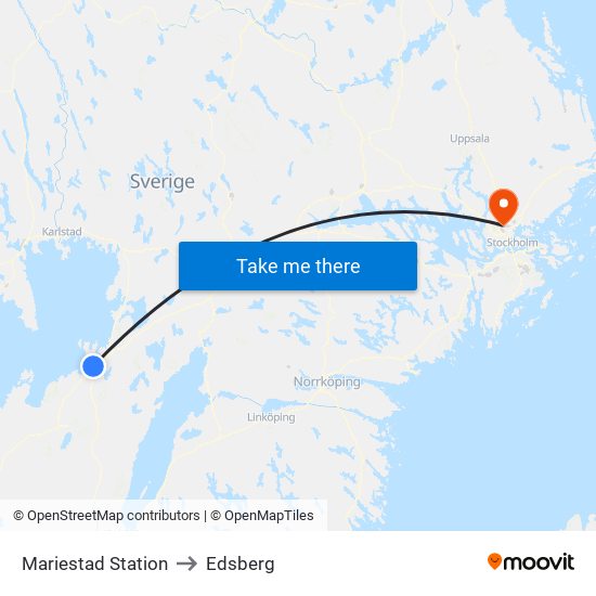 Mariestad Station to Edsberg map