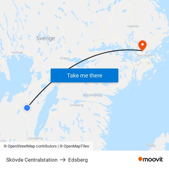 Skövde Centralstation to Edsberg map