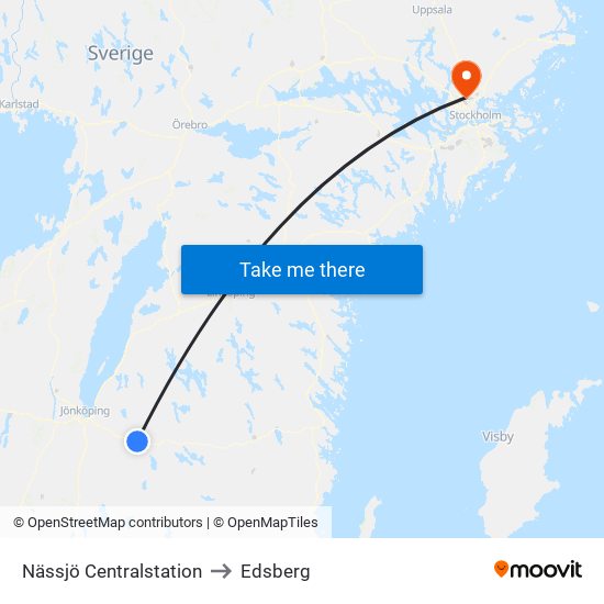 Nässjö Centralstation to Edsberg map