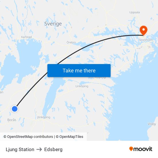 Ljung Station to Edsberg map