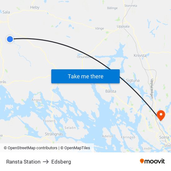 Ransta Station to Edsberg map