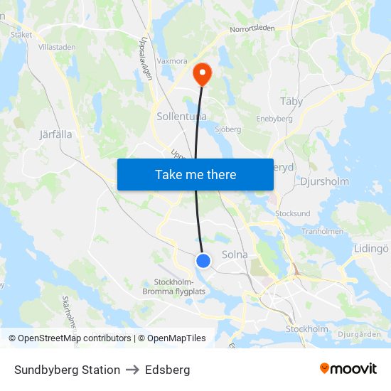 Sundbyberg Station to Edsberg map