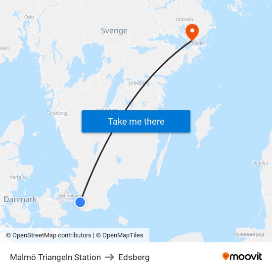 Malmö Triangeln Station to Edsberg map