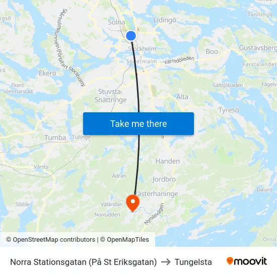 Norra Stationsgatan (På St Eriksgatan) to Tungelsta map