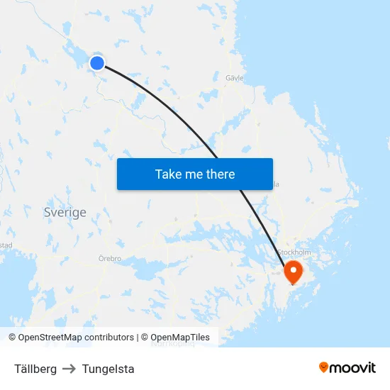 Tällberg to Tungelsta map