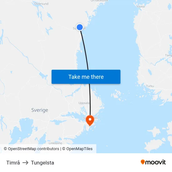 Timrå to Tungelsta map