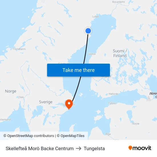 Skellefteå Morö Backe Centrum to Tungelsta map