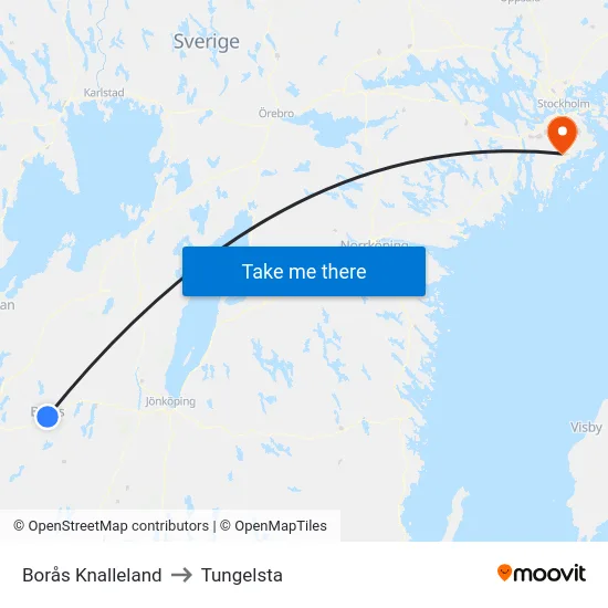 Borås Knalleland to Tungelsta map