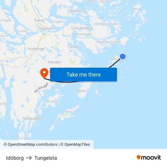Idöborg to Tungelsta map
