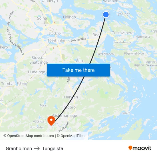 Granholmen to Tungelsta map