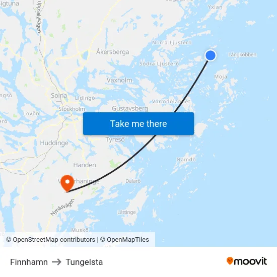 Finnhamn to Tungelsta map