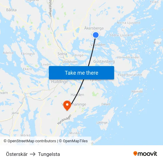 Österskär to Tungelsta map