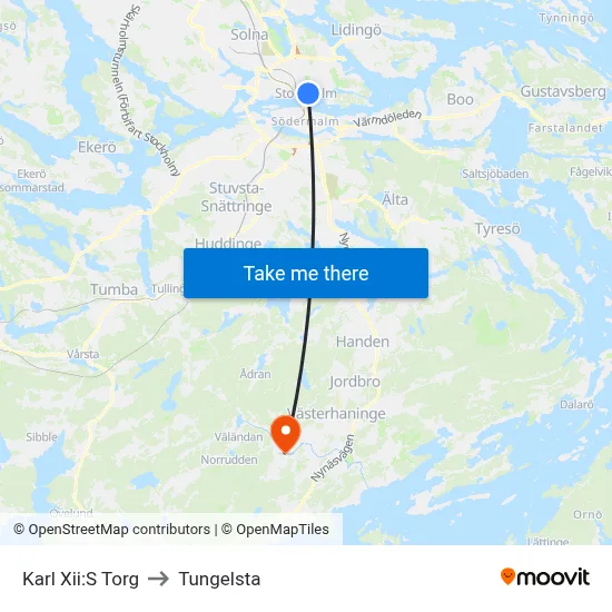 Karl Xii:S Torg to Tungelsta map
