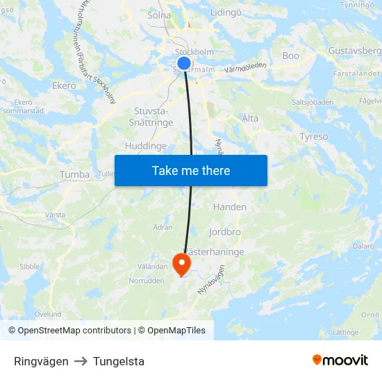 Ringvägen to Tungelsta map