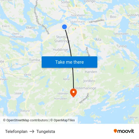 Telefonplan to Tungelsta map