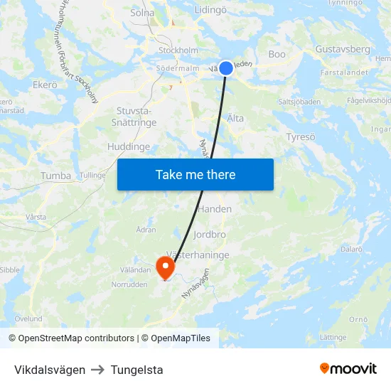 Vikdalsvägen to Tungelsta map
