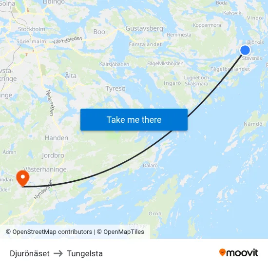 Djurönäset to Tungelsta map