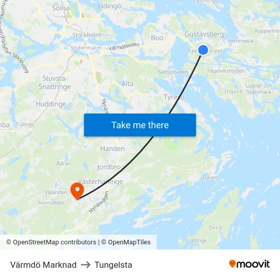 Värmdö Marknad to Tungelsta map