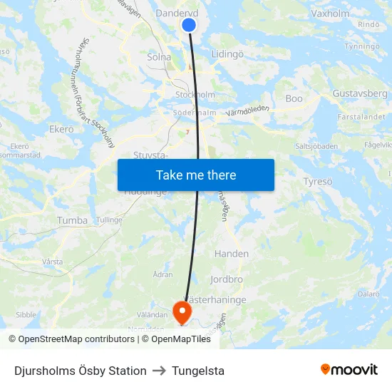 Djursholms Ösby Station to Tungelsta map