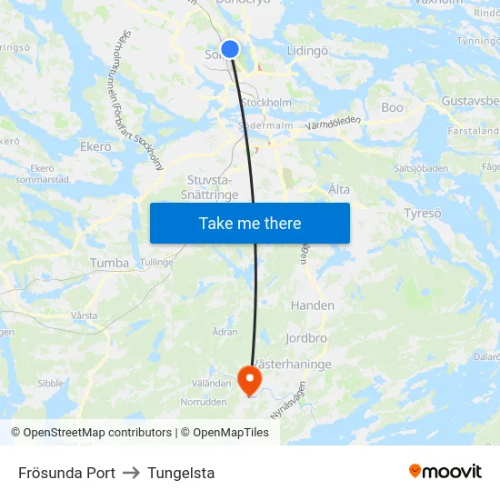 Frösunda Port to Tungelsta map