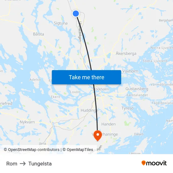 Rom to Tungelsta map