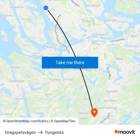 Dragspelsvägen to Tungelsta map