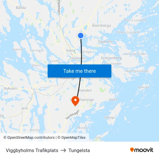 Viggbyholms Trafikplats to Tungelsta map