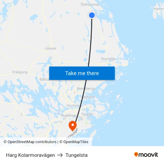 Harg Kolarmoravägen to Tungelsta map