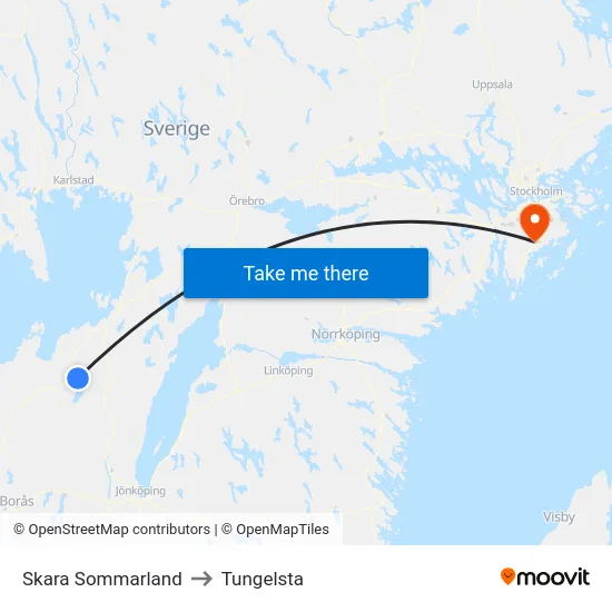 Skara Sommarland to Tungelsta map