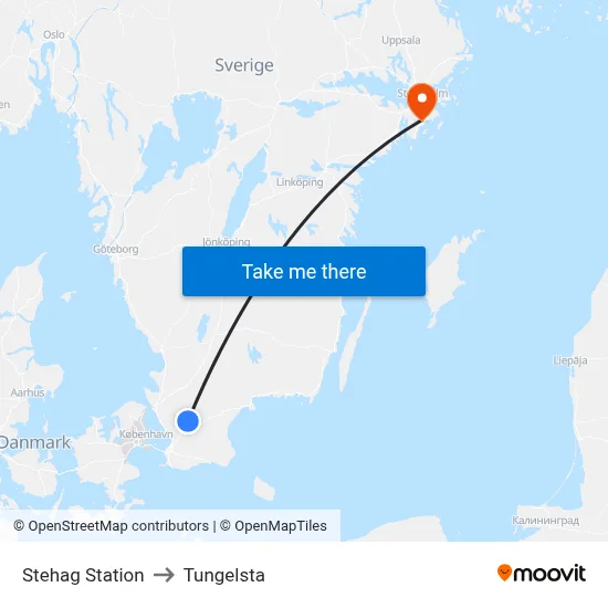 Stehag Station to Tungelsta map